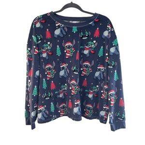 Disney Stitch Christmas Pajama Top Women's XL 16–18 Holiday Sleepwear